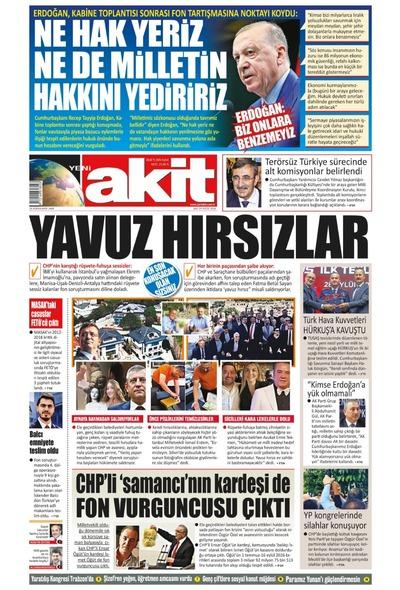Yeni Akit gazete kapağı